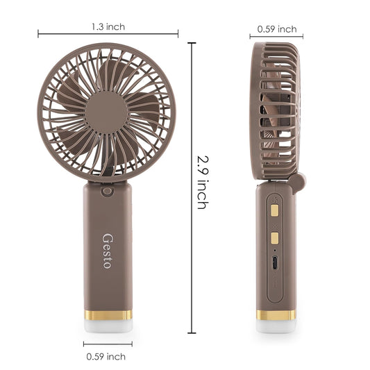 Portable Fan Rechargeable with LED Light – Foldable Mini Fan, Small Fan,USB Charging Hand Fan