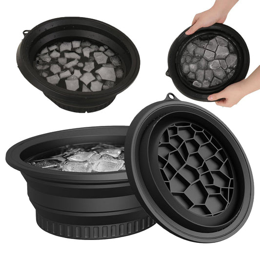 Silicone Face Bowl for Ice with Built-In Icetray, Collapsible Face Tub for Ice Bath